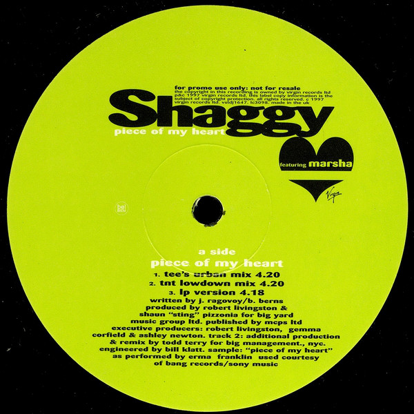 Shaggy - Piece Of My Heart Todd Terry Remixes