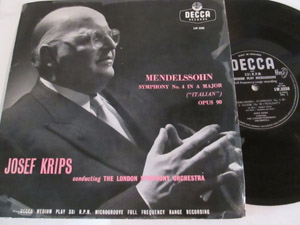 MENDELSSOHN  JOSEF KRIPS  LSO - SYMPHONY No 4 IN A MAJOR ITALIAN OPUS 90