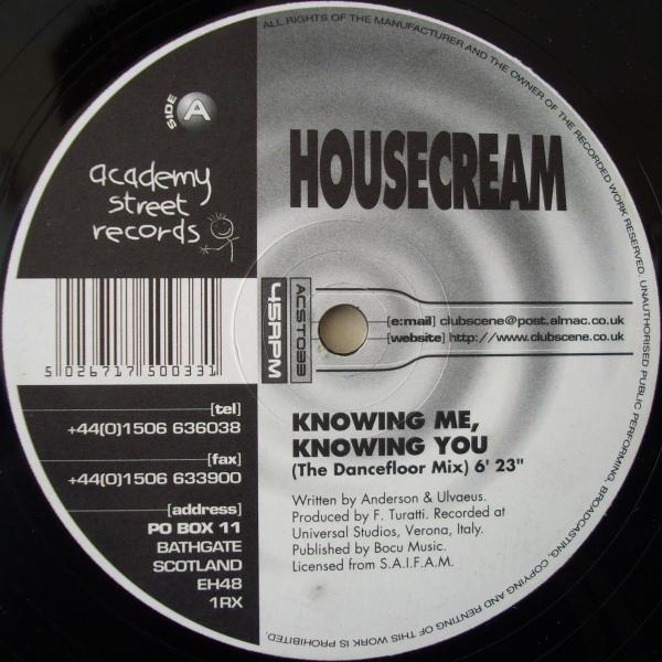 Housecream - Knowing Me Knowing You