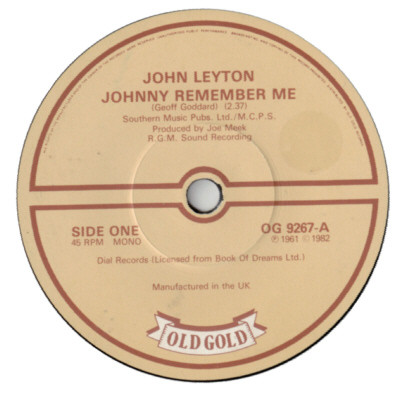 John Leyton - Johnny Remember Me  Wild Wind