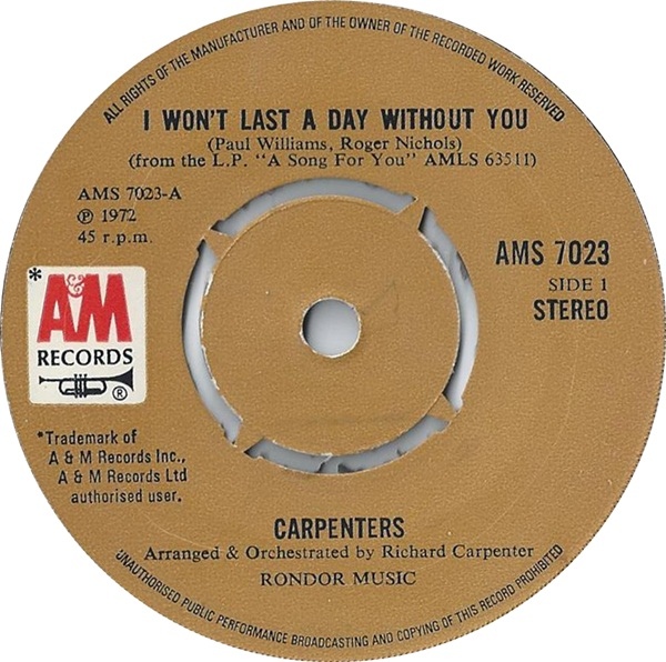 Carpenters - I Wont Last A Day Without You