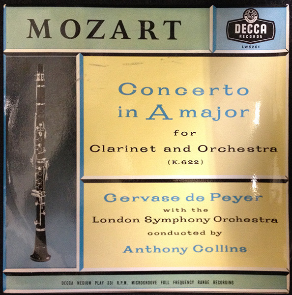 Mozart  Gervase de Peye    LSO -  Concerto In A Major For Clarinet