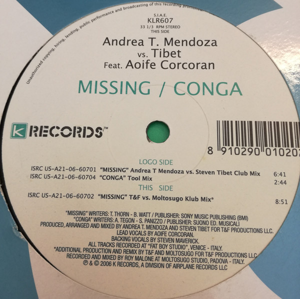 Andrea T. Mendoza & Tibet Feat. Aoife Corcoran - Missing / Conga