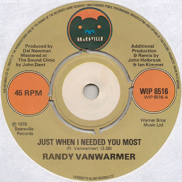 Randy Vanwarmer - Just When I Needed You Most