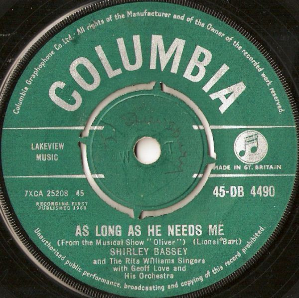 Shirley Bassey With The Rita Williams Singers -  As Long As He Needs Me
