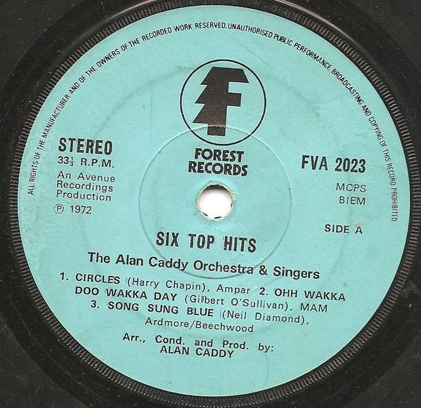 The Alan Caddy Orchestra  Singers - Six Top Hits