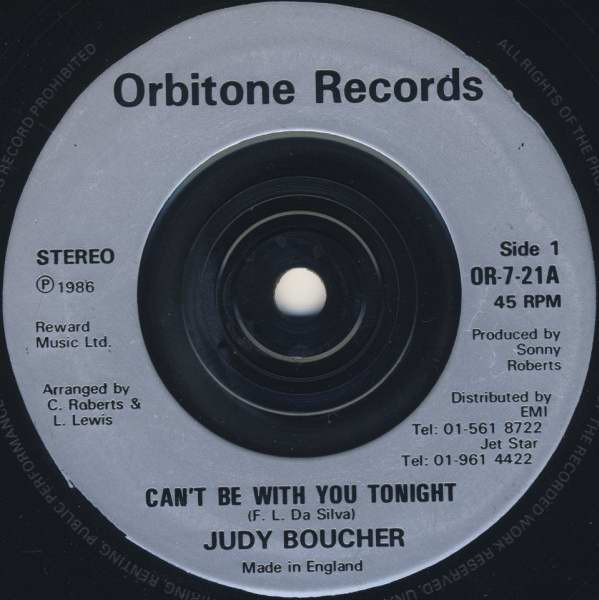 Judy Boucher - Cant Be With You Tonight