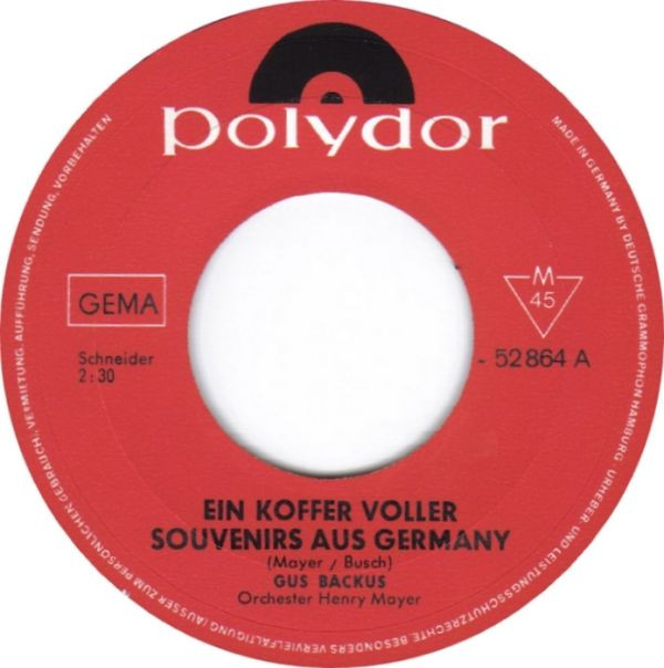 Gus Backus -  Ein Koffer Voller Souvenirs Aus Germany