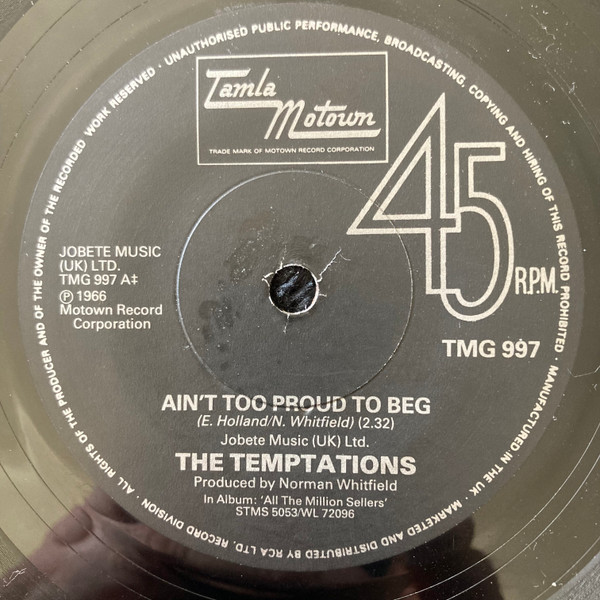 The Temptations - Aint Too Proud To Beg  Ball Of Confusion