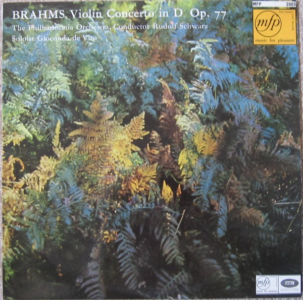 Brahms Gioconda De Vito Rudolf Schwarz - Violin Concerto In D Op 77