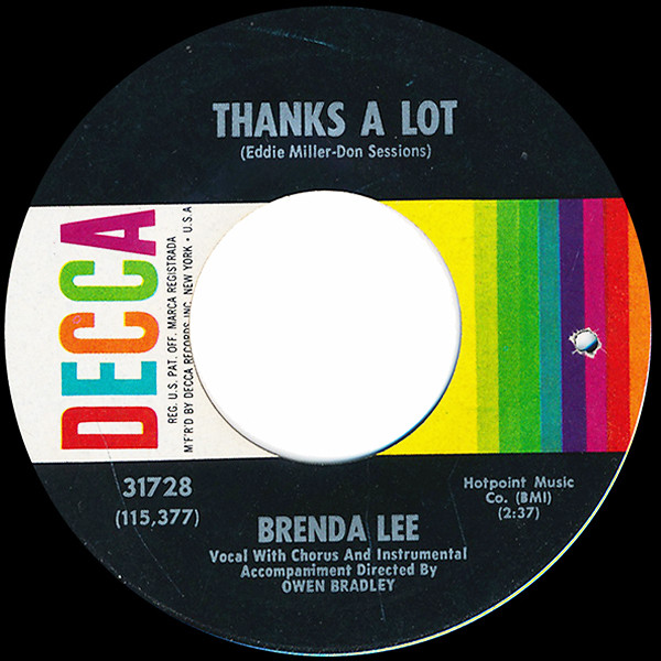 Brenda Lee - Thanks A Lot  The Crying Game