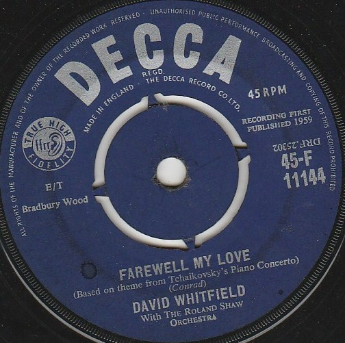 David Whitfield With The Roland Shaw Orchestra -  Farewell My Love