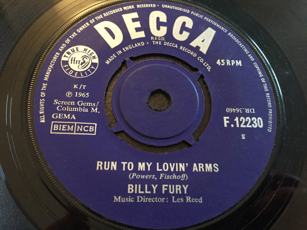 Billy Fury - Run To My Lovin Arms