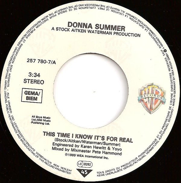 Donna Summer - This Time I Know Its For Real