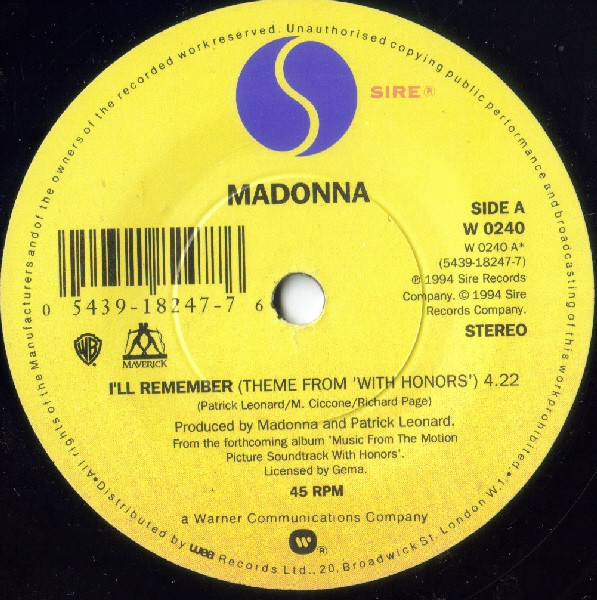 Madonna - Ill Remember Theme From With Honors