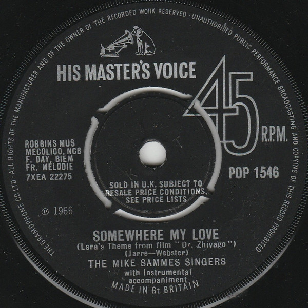 The Mike Sammes Singers -  Somewhere My Love