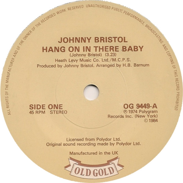 Johnny Bristol -  Hang On In There Baby
