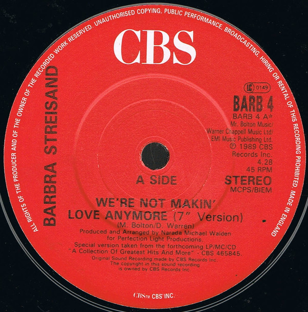 Barbra Streisand - Were Not Makin Love Anymore