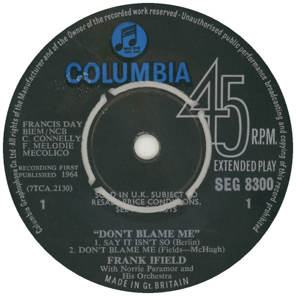 Frank Ifield With Norrie Paramor - Dont Blame Me